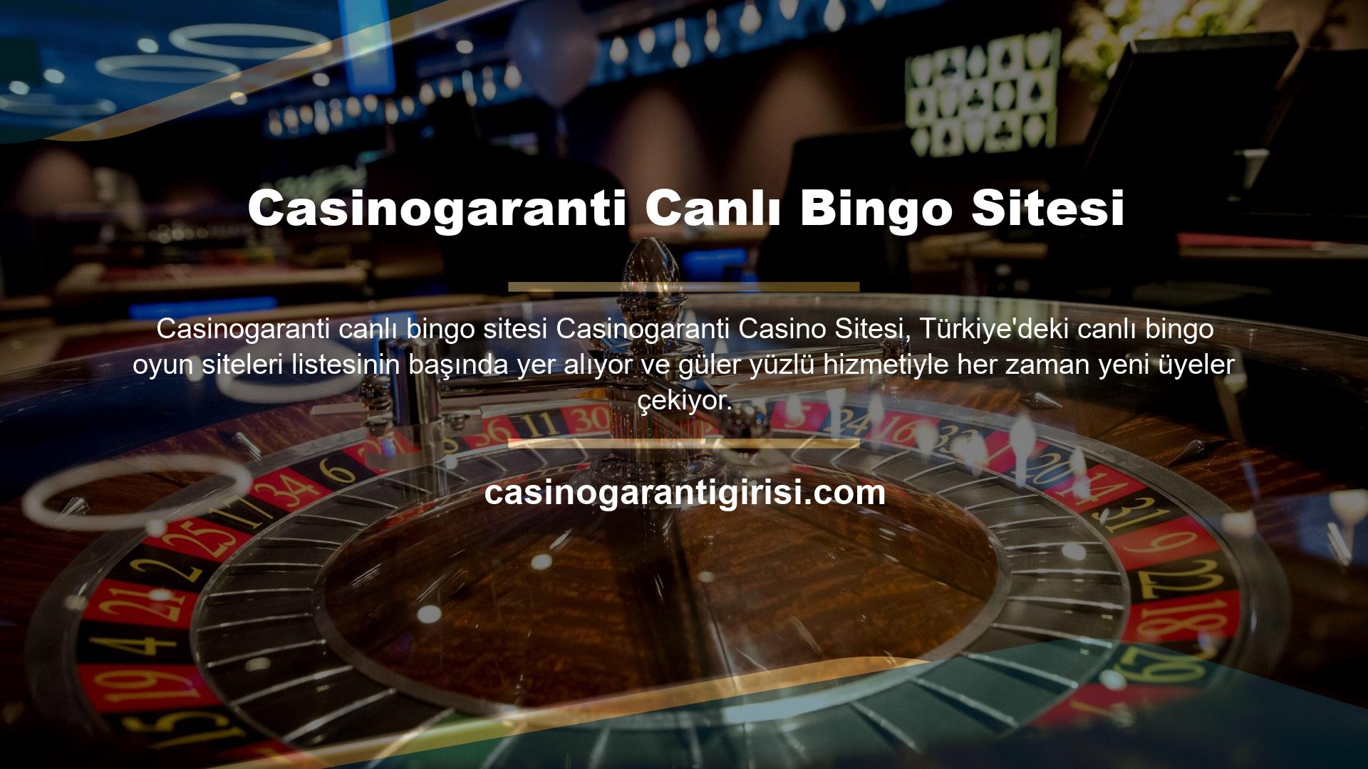 Casinogaranti ana sayfasının Canlı Bingo bölümüne tıklayın ve Beyaz, Siyah, Gümüş ve Platinum adlı dört canlı bingo tablosu göreceksiniz