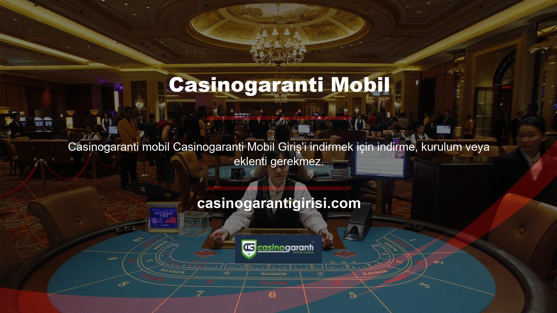 Casinogaranti Mobil'e direkt giriş yaptığınızda özel olarak tasarlanmış bir sayfa ile karşılaşacaksınız